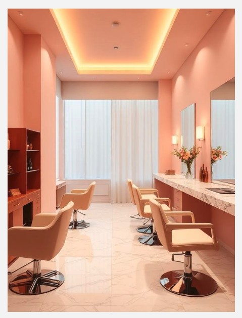 Soft pink salon studio interior